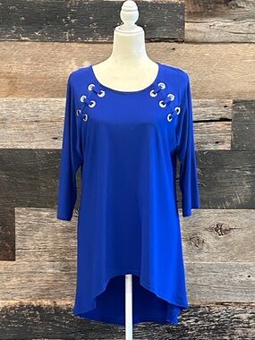 COCO BIANCO Cobalt Blue Top  with Grommet Detail    Large